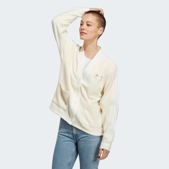 NWT Adidas Originals Cardigan With Logo Cream white IP3761 - Picture 3 of 11